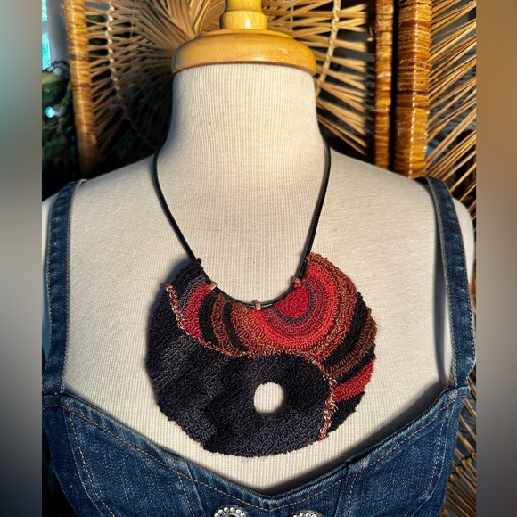 Handmade fiber art necklace - Picture 3 of 3